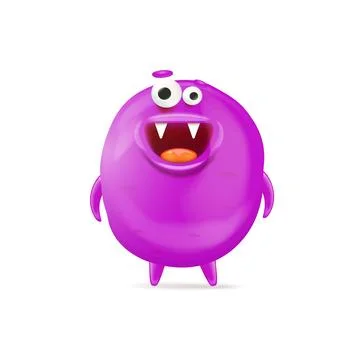 Vector cartoon funny violet christmas monster isolated on white background Stock Illustration