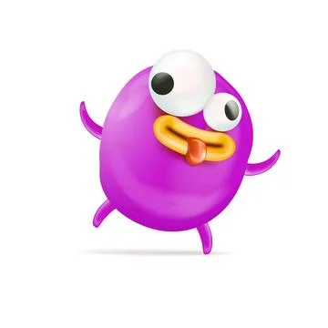 Vector cartoon funny violet christmas monster isolated on white background Stock Illustration