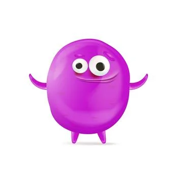 Vector cartoon funny violet christmas monster isolated on white background Stock Illustration