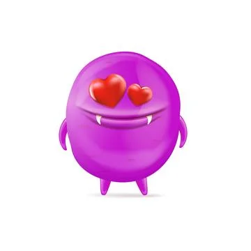 Vector cartoon funny violet monster with heart eyes isolated on white background イラスト素材