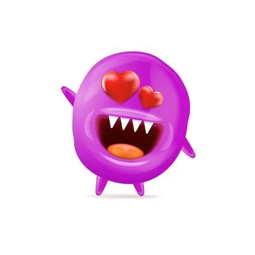 Vector cartoon funny violet monster with heart eyes isolated on white background イラスト素材