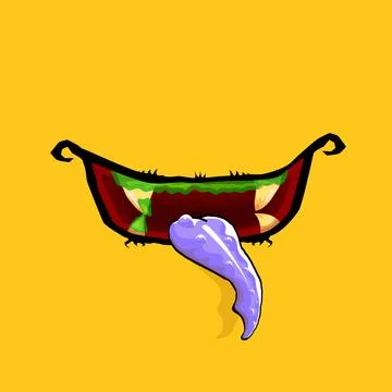 Vector cartoon funny zombie monster open mouth with drooling green slime 스톡 일러스트