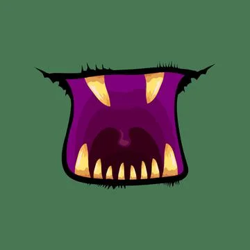 Vector cartoon funny zombie monster open mouth with rotten teeth isolated on Stock Illustration