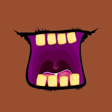 Vector cartoon funny zombie monster open mouth with rotten teeth isolated on 스톡 일러스트