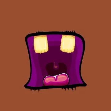 Vector cartoon funny zombie monster open mouth with rotten teeth isolated on Stock Illustration