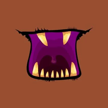 Vector cartoon funny zombie monster open mouth with rotten teeth isolated on Stock Illustration