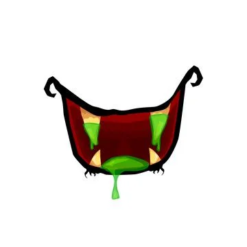 Vector cartoon funny zombie monster open mouth with drooling green slime 스톡 일러스트
