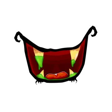 Vector cartoon funny zombie monster open mouth with drooling green slime Stock Illustration