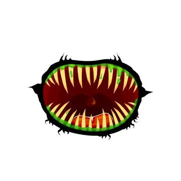 Vector cartoon funny zombie monster open mouth with drooling green slime Stock Illustration