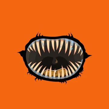 Vector cartoon funny zombie monster open mouth with drooling green slime 스톡 일러스트