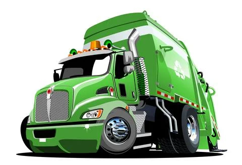 Vector Cartoon Garbage Truck Stock Illustration