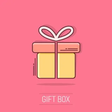 Vector cartoon gift box icon in comic style. Gift present sign illustration.. イラスト素材