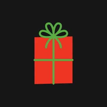 Vector cartoon gift box isolated on a black background Stock Illustration