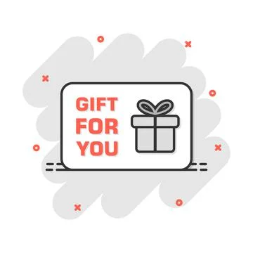 Vector cartoon gift card icon in comic style. Gift present sign illustration  Stock Illustration