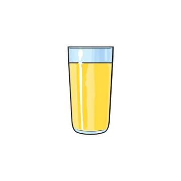 Vector cartoon glass cup of lemon fruit juice. Stock Illustration