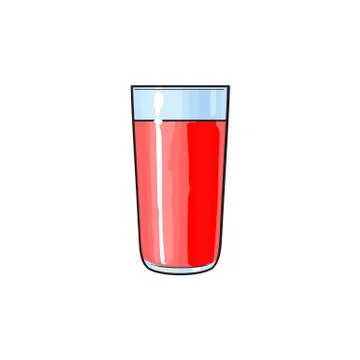 Vector cartoon glass cup of red fruit juice. Stock Illustration