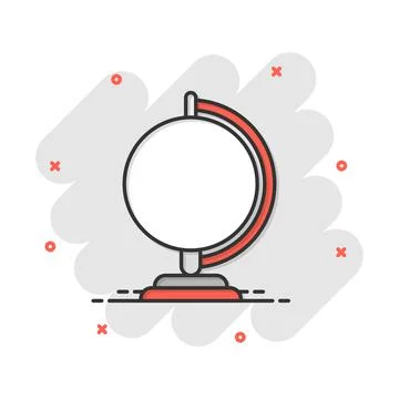 Vector cartoon globe world map icon in comic style. Round earth illustration  스톡 일러스트