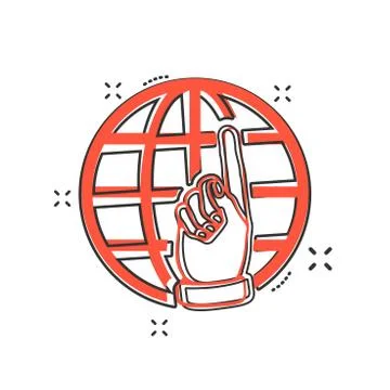 Vector cartoon go to web icon in comic style. Globe world sign illustration p イラスト素材