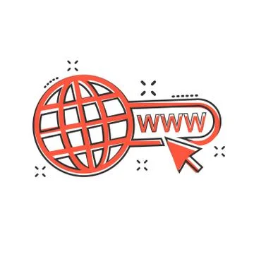 Vector cartoon go to web icon in comic style. Globe world sign illustration p Illustrazione stock