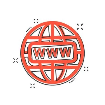 Vector cartoon go to web icon in comic style. Globe world sign illustration p Ilustración de archivo