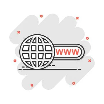Vector cartoon go to web icon in comic style. Globe world sign illustration p Stock Illustration