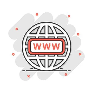 Vector cartoon go to web icon in comic style. Globe world sign illustration p Illustrazione stock