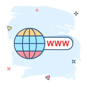 Vector cartoon go to web icon in comic style. Globe world sign illustration p Stock Illustration