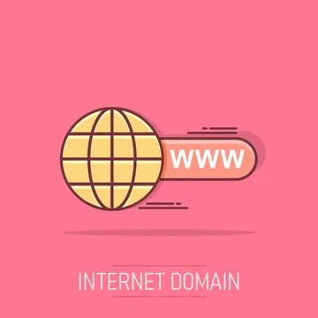 Vector cartoon go to web icon in comic style. Globe world sign illustration.. Ilustración de archivo