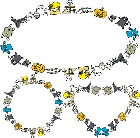 Vector cartoon halloween border background set Illustrazione stock