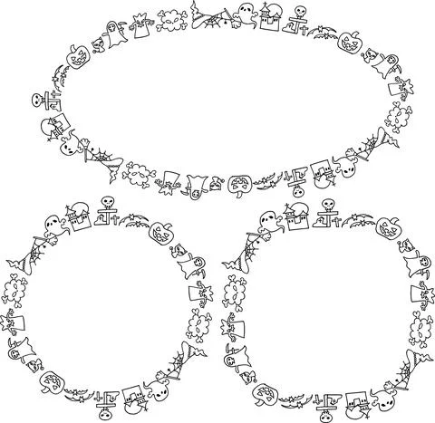 Vector cartoon halloween border background set Stock Illustration