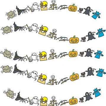 Vector cartoon halloween border background set Stock Illustration