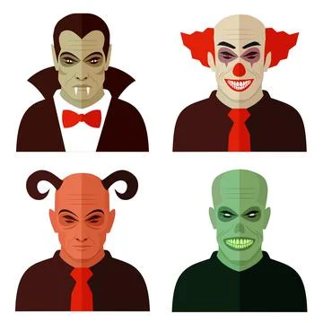 Vector cartoon halloween characters Stock Illustration