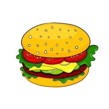Vector cartoon hamburger icon Stock Illustration