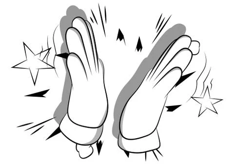 Vector cartoon hand clapping. Illustrated hand sign on comic book background. Stock Illustration