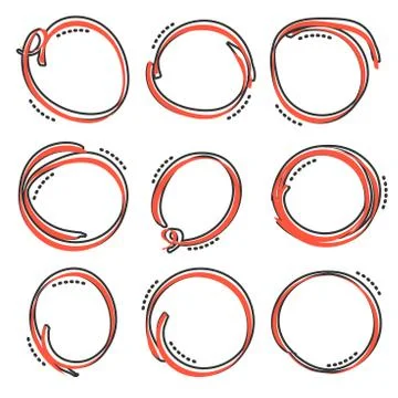 Vector cartoon hand drawn scribble circles icon in comic style. Sketch round  Illustrazione stock