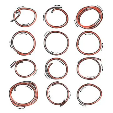 Vector cartoon hand drawn scribble circles icon in comic style. Sketch round  Illustrazione stock