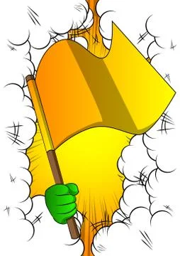 Vector cartoon hand holding a flag. Illustrated hand on comic book background Stockillustratie