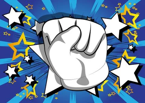 Vector cartoon hand making power to the people fist gesture. Illustrated hand Ilustração Stock