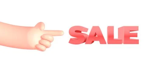 Vector cartoon hand with pointing finger and sale Stock Illustration