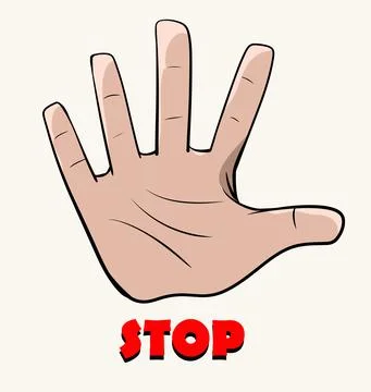 Vector cartoon hand showing stop sign Stock Illustration
