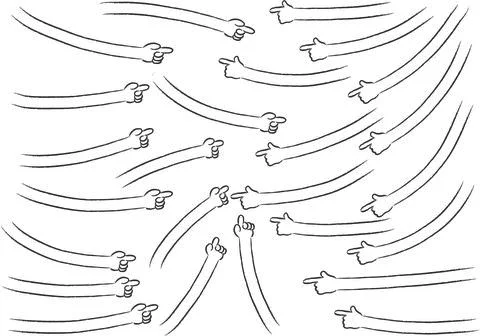 Vector cartoon hands pointing set background black and white Stock Illustration