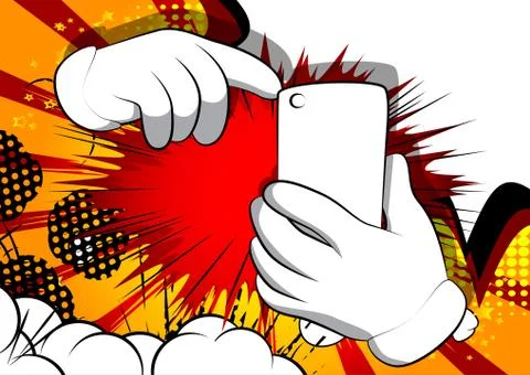 Vector cartoon hands using a mobile phone. Illustrated hand expression, gestu Stock Illustration