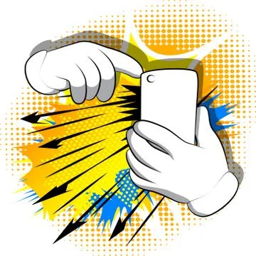 Vector cartoon hands using a mobile phone. Illustrated hand expression, gestu Stock Illustration