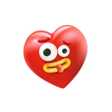 Vector cartoon heart character with smiling face 3d style. Valentines day red Stock Illustration