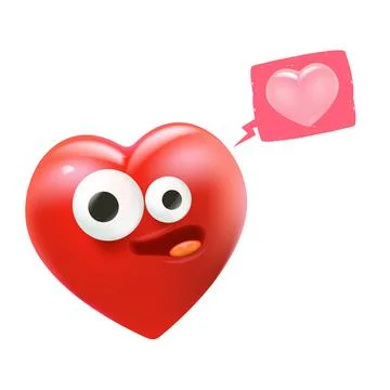Vector cartoon heart character with smiling face 3d style. Valentines day red Stock Illustration