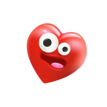 Vector cartoon heart character with smiling face 3d style. Valentines day red Stock Illustration