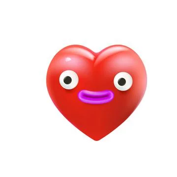Vector cartoon heart character with smiling face 3d style. Valentines day red Stock Illustration