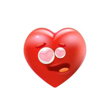 Vector cartoon heart character with smiling face 3d style. Valentines day red Stock Illustration