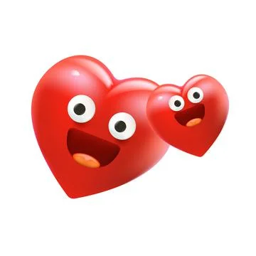 Vector cartoon heart character with smiling face 3d style. Valentines day red Stock Illustration