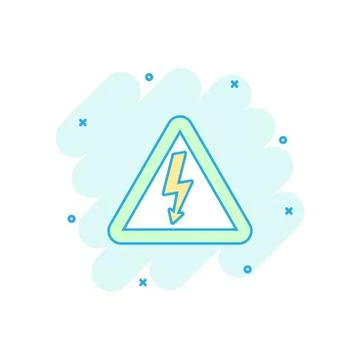 Vector cartoon high voltage danger icon in comic style. Danger electricity si Stock Illustration